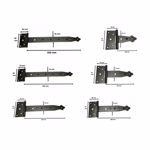 Black decorative tee hinges - black,